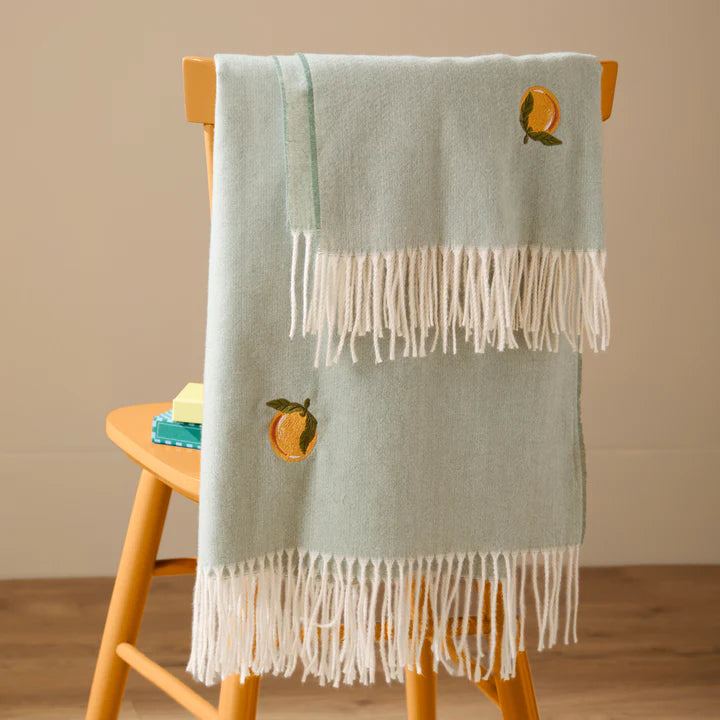Fruity Embroidered Throw Orange