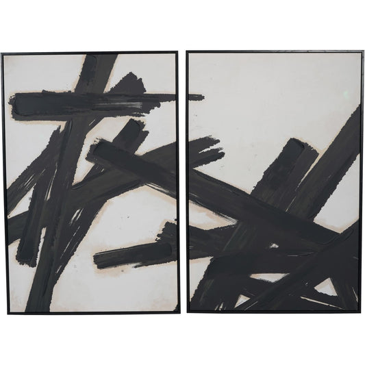 Pair Of Framed Brushstroke Wall Arts
