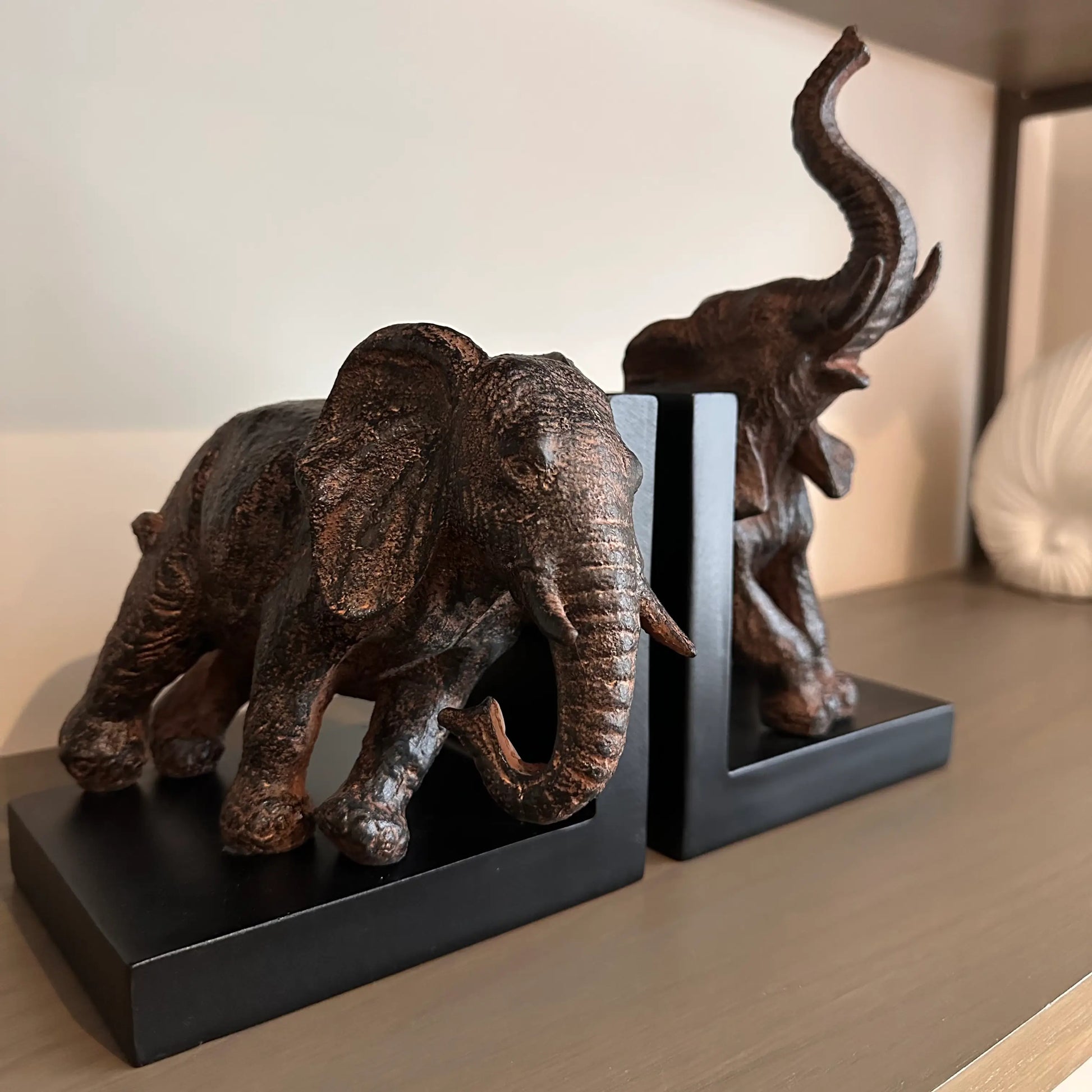antique-bronze-and-black-pair-of-elephant-bookends-at-albury-house-interiors 
