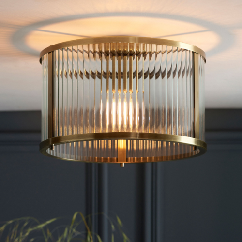 Ribbed Brass Ceiling Light