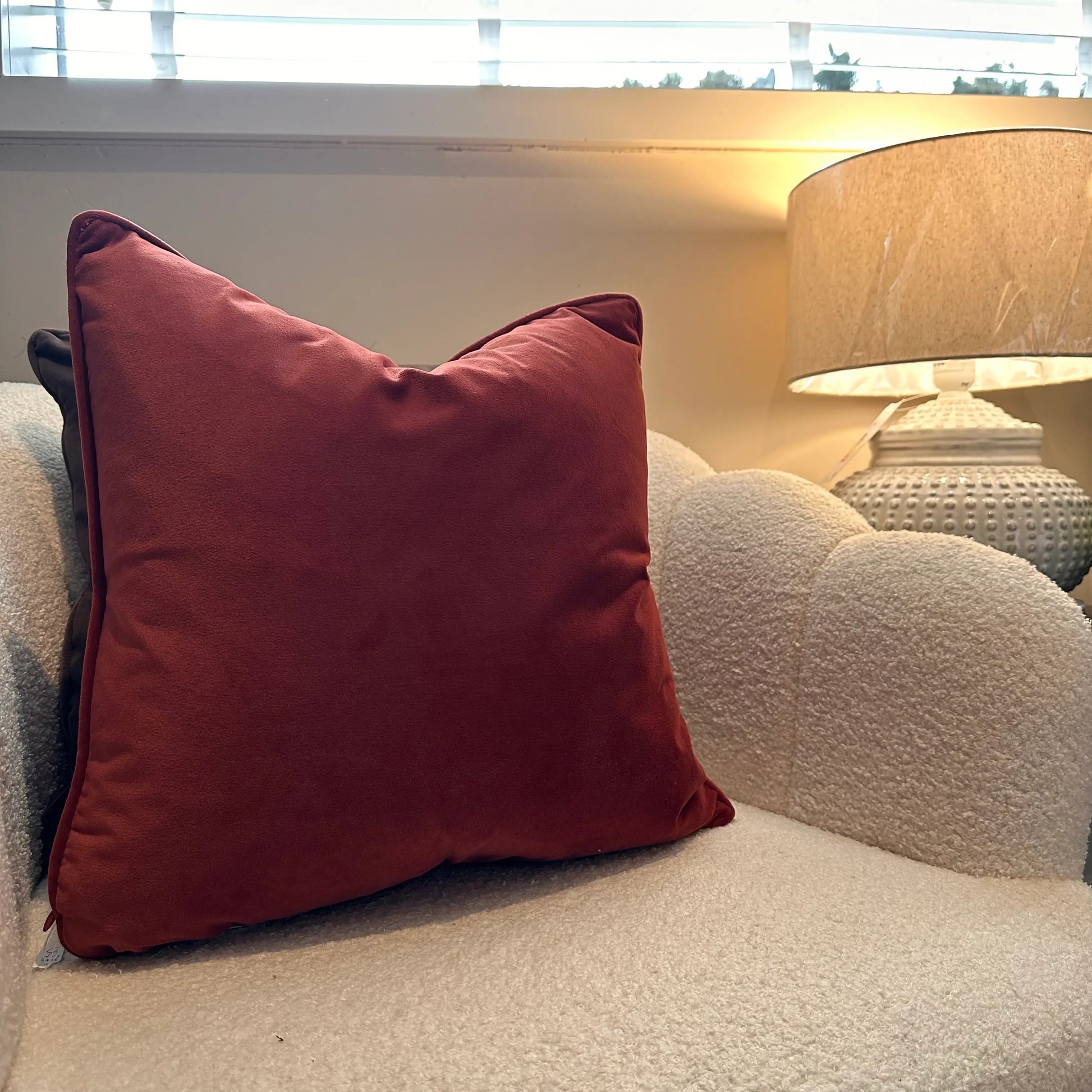 rust-paprika-orange-coloured-square-shaped-elvet-cushion-with-piped-edges-and-feather-insert-at-albury-house-interiors-homewares-store