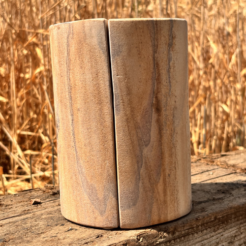 Natural sandstone bookends with rainbow patterns and swirls. Each set is entirely unique due to the natural origin of this stone. Available to purchase from Albury House Interiors, homewares and accessories in Essex. 