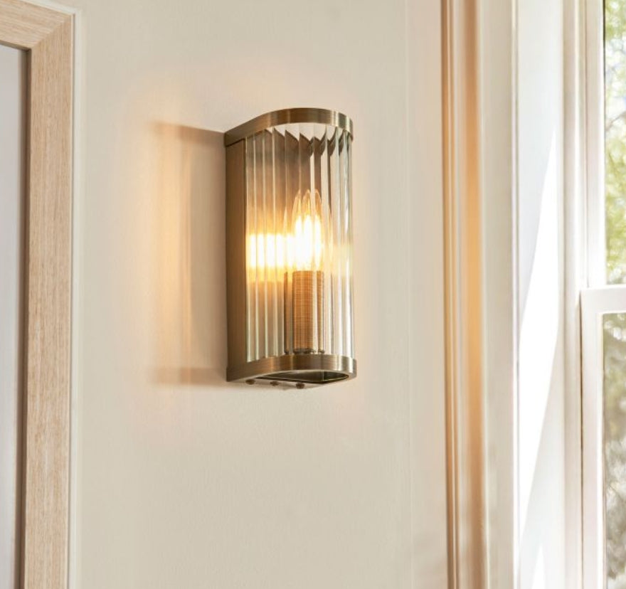 Ribbed Brass Wall Light