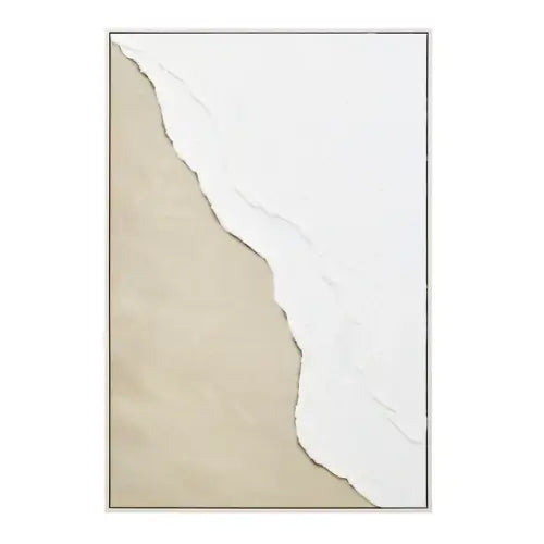 Framed canvas shore tidal wave beach textured wall art, in neutral colours at Albury House Interiors . Luxury Homewares