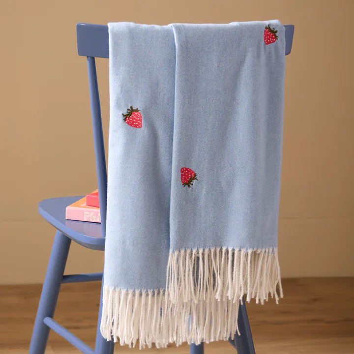 Fruity Embroidered Throw Strawberry