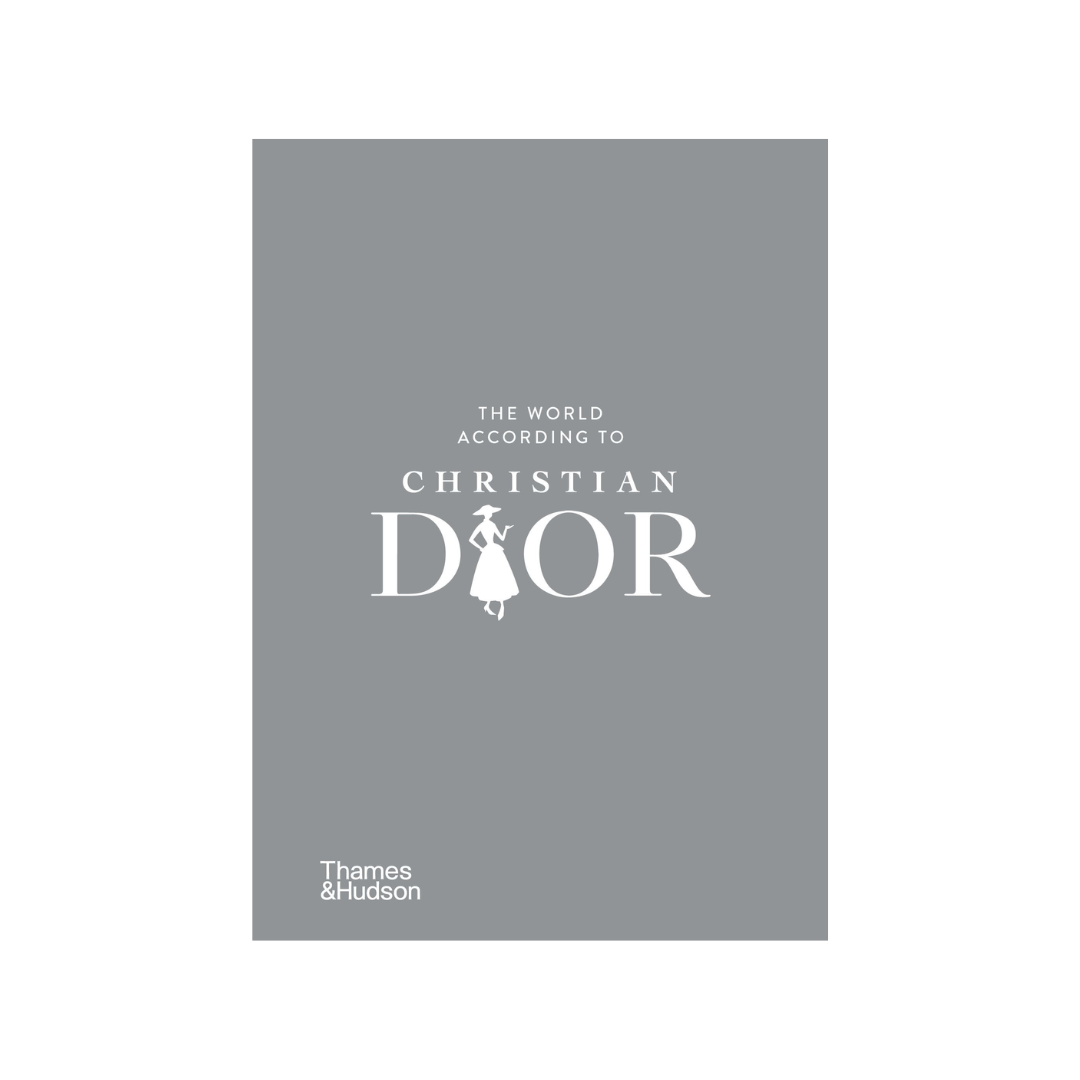 'The World According To Christian Dior' chrome silver effect hardback coffee table book by Thames and Hudson, available to purchase at Albury House Interiors.