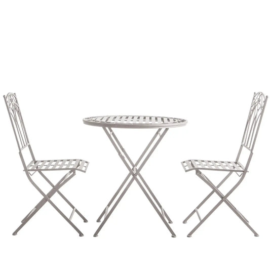white metal outdoor table and chairs bistro set at albury house interiors