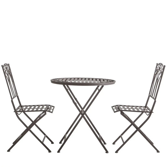 tilbury outdoor bistro set with two folding chairs and a round table at Albury house interiors 