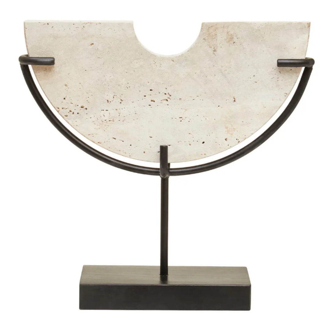 Travertine Half Disc On Stand