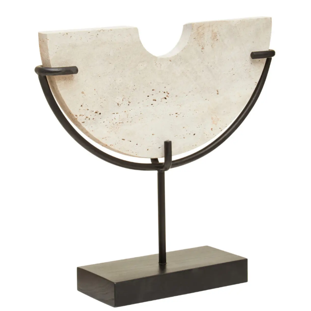 Travertine Half Disc On Stand