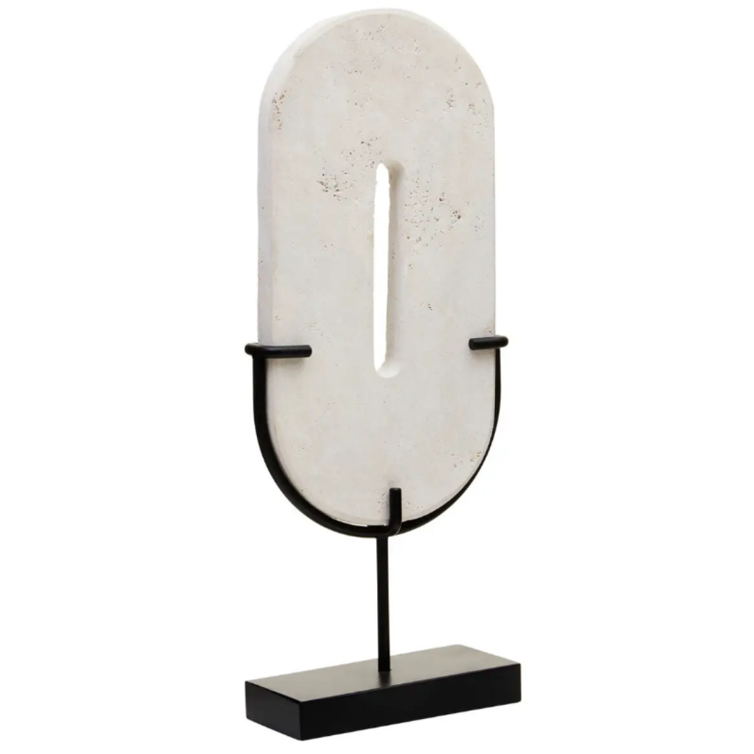 Travertine Oval Disc On Stand