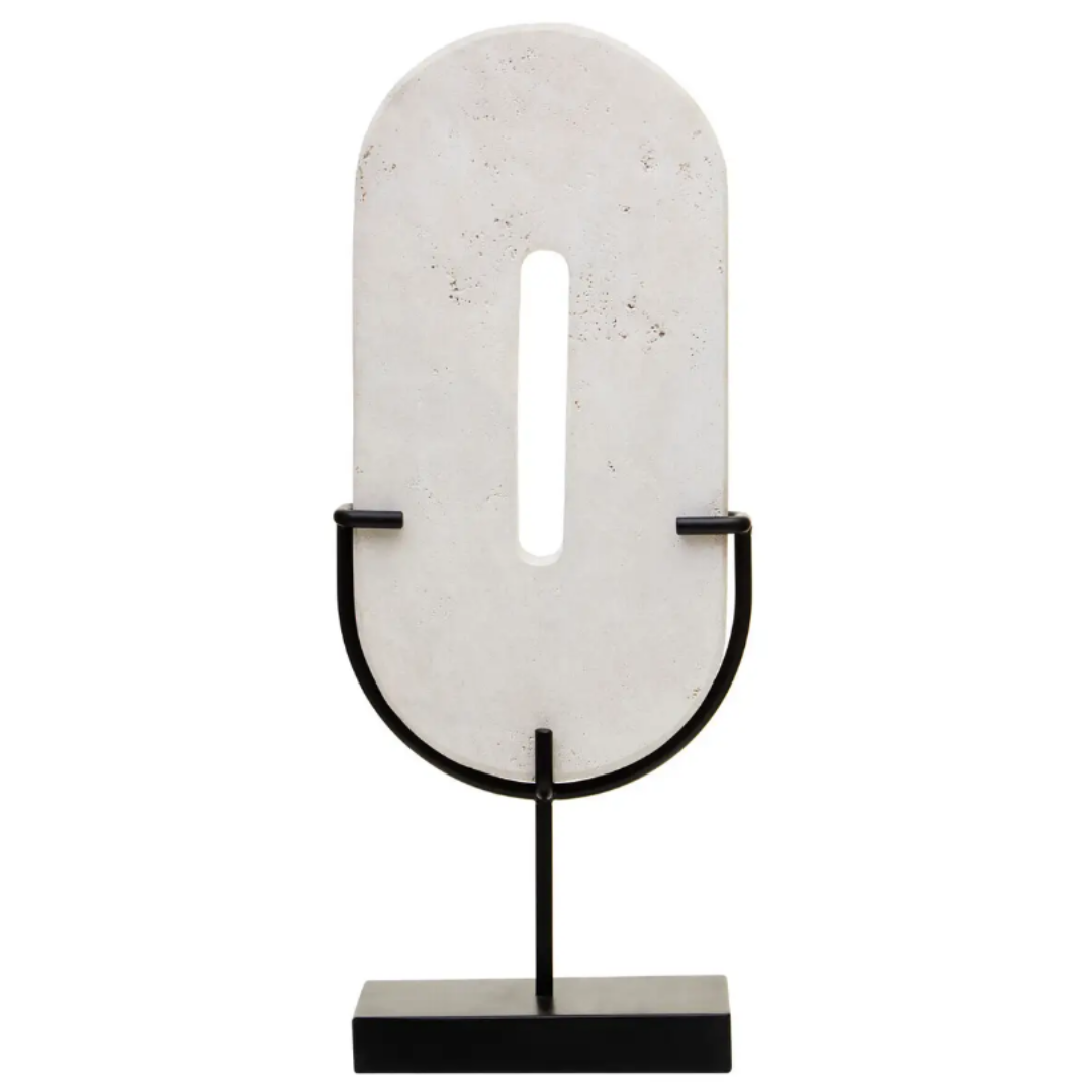 Travertine Oval Disc On Stand