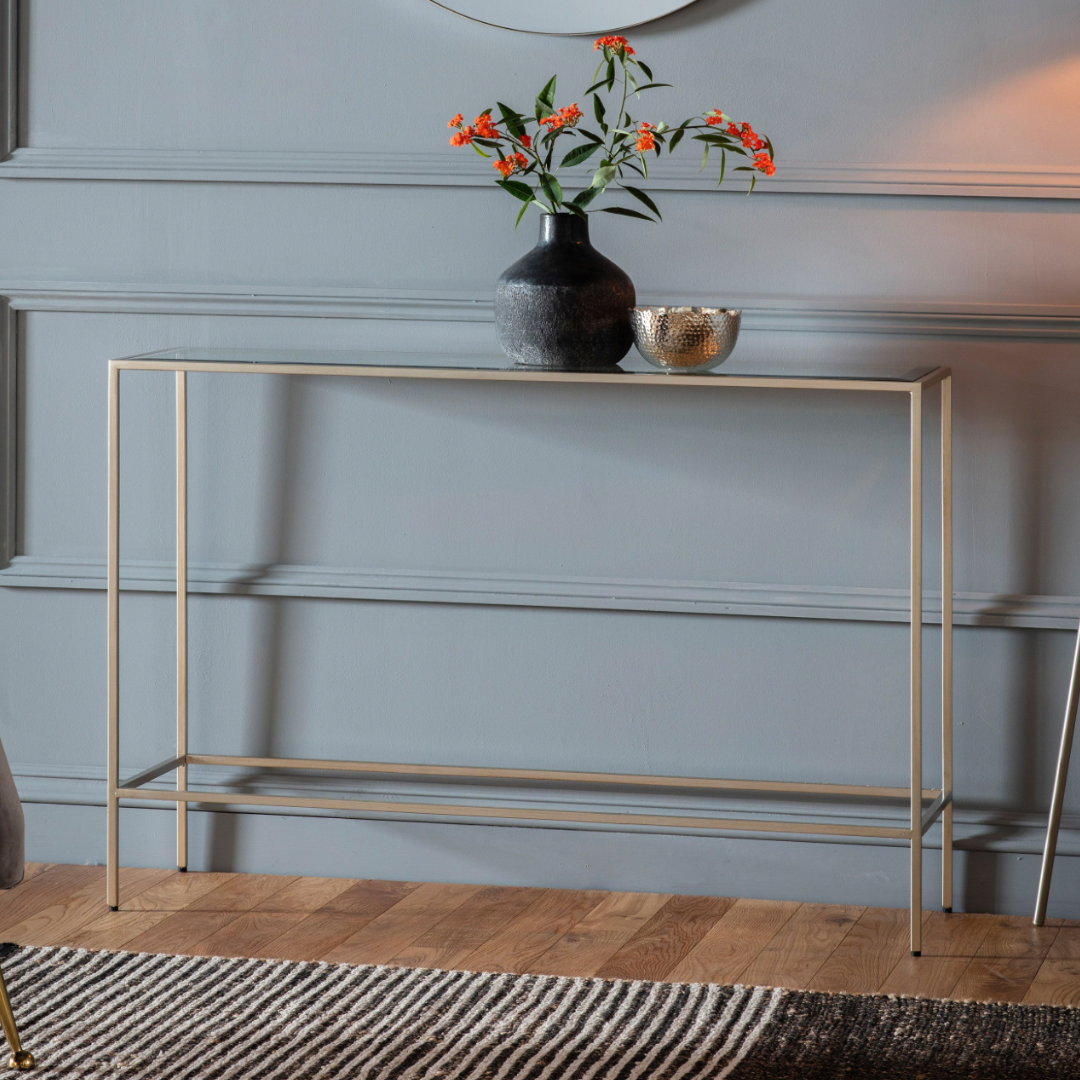 Silver Glass Console Table