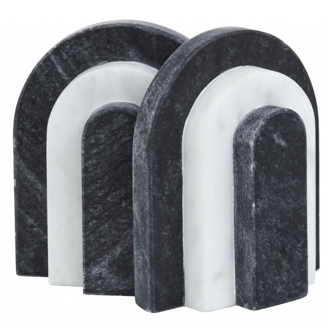 Black & White Arch Marble Bookends