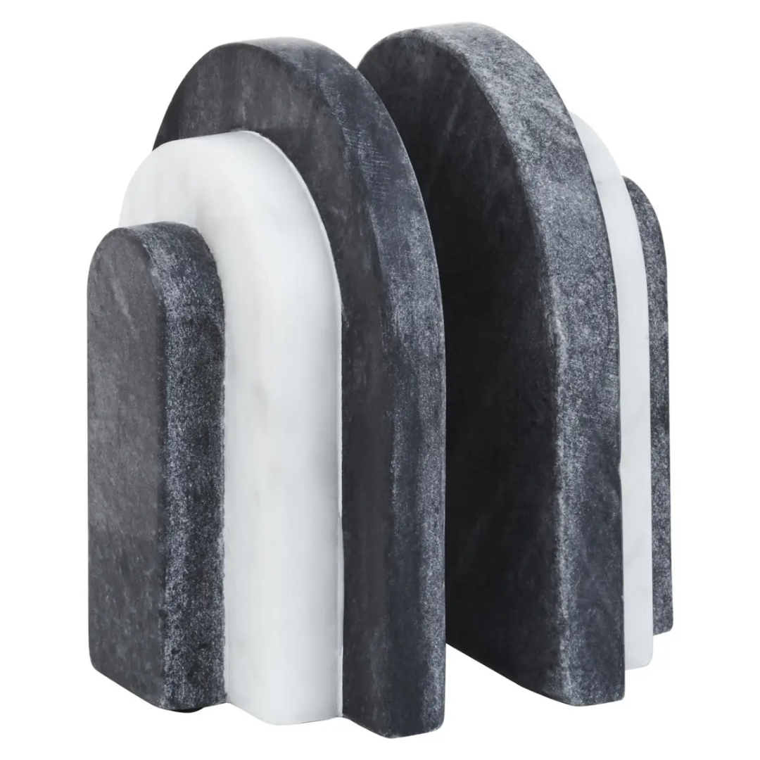 Black & White Arch Marble Bookends