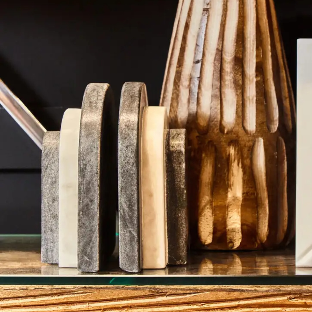 Black & White Arch Marble Bookends