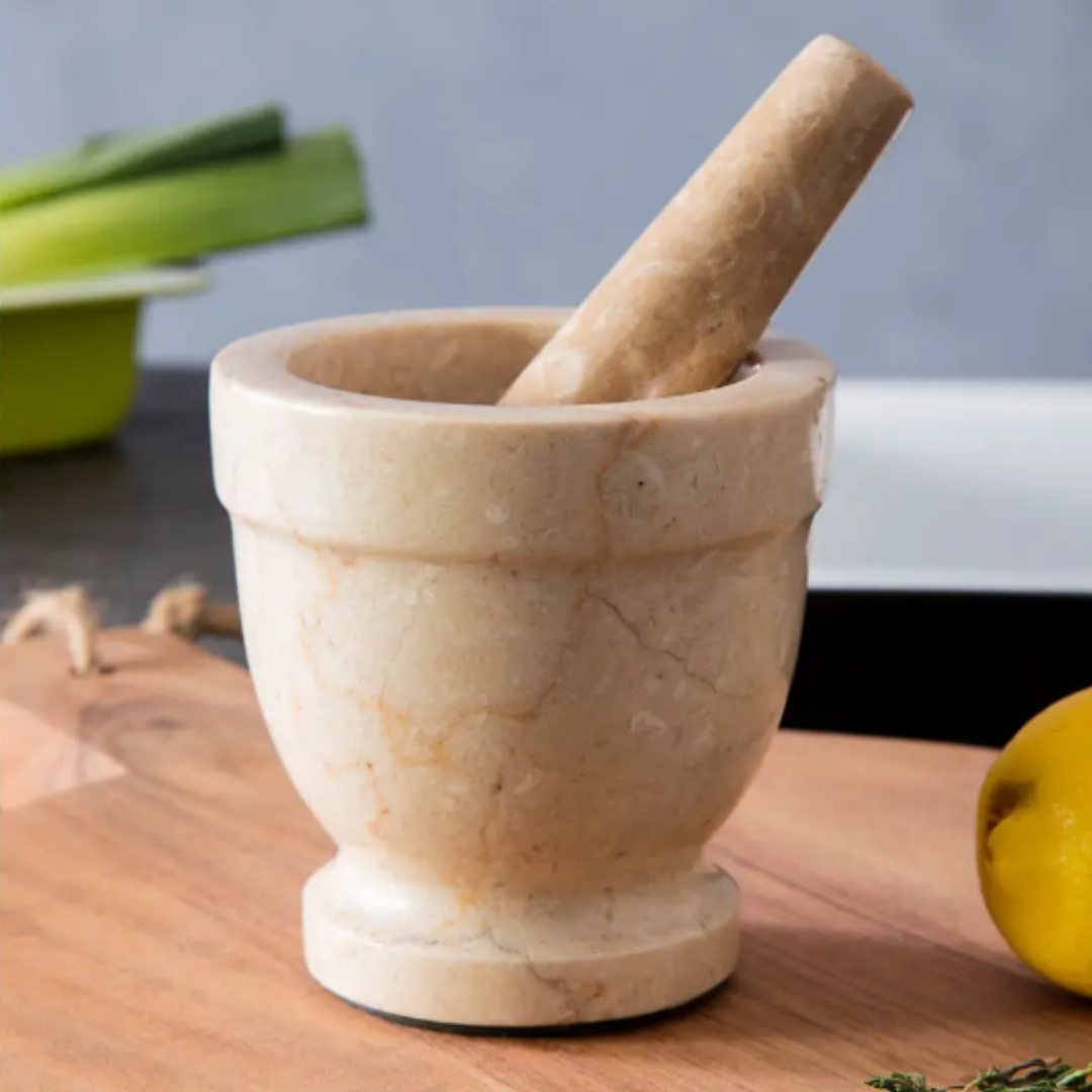 Champagne Marble Mortar & Pestle