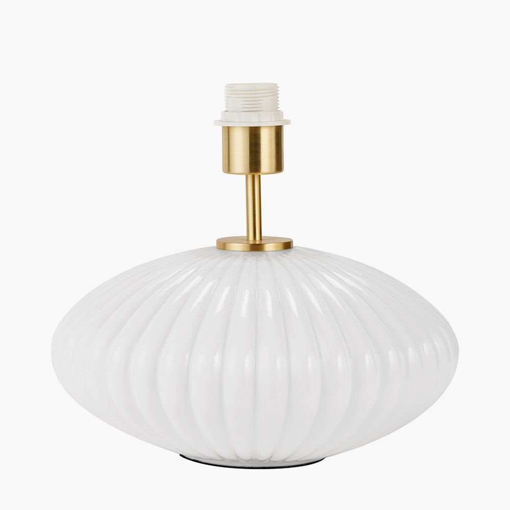 White Round Ribbed Glass Table Lamp Base - Albury House Interiors