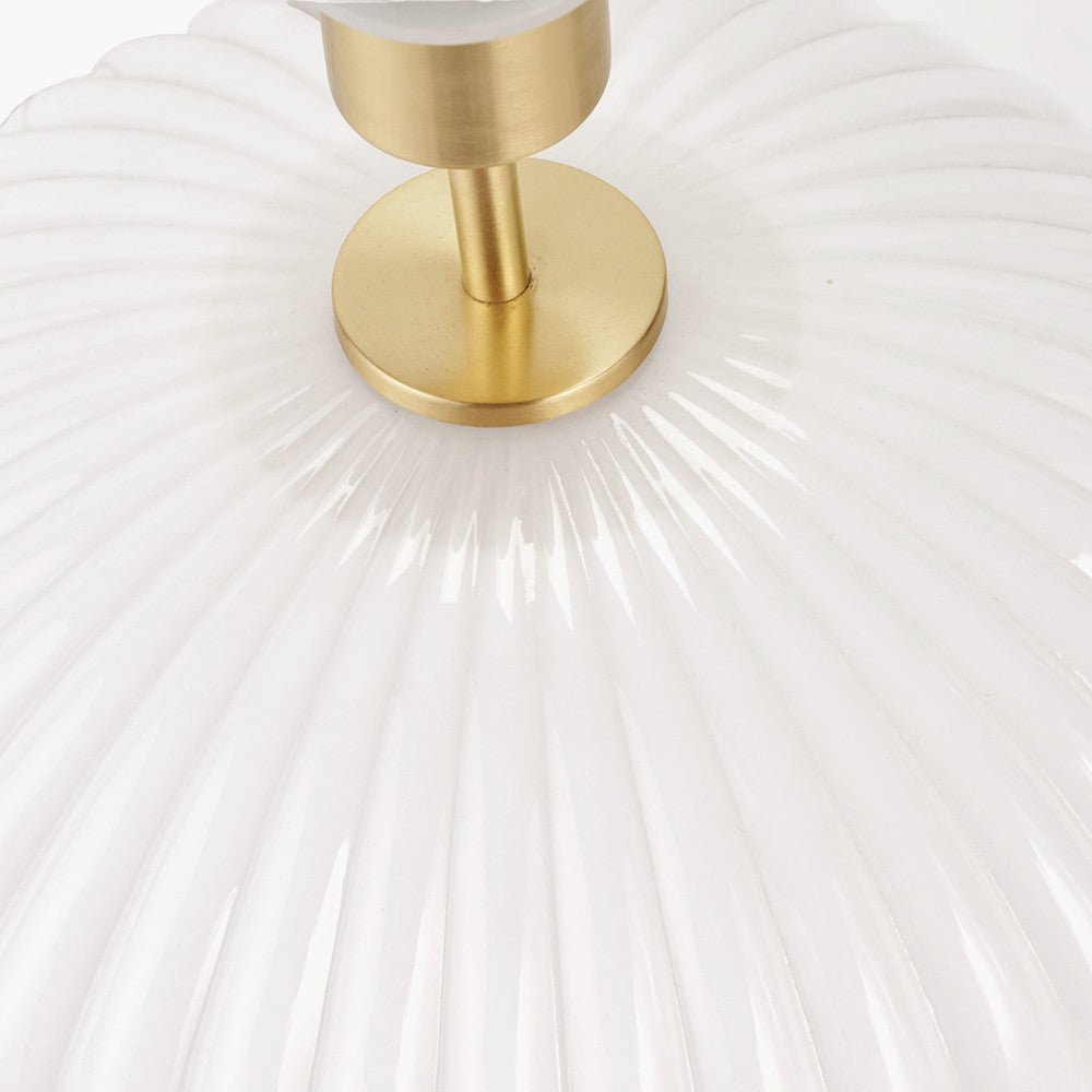 White Ribbed Glass Lamp Base