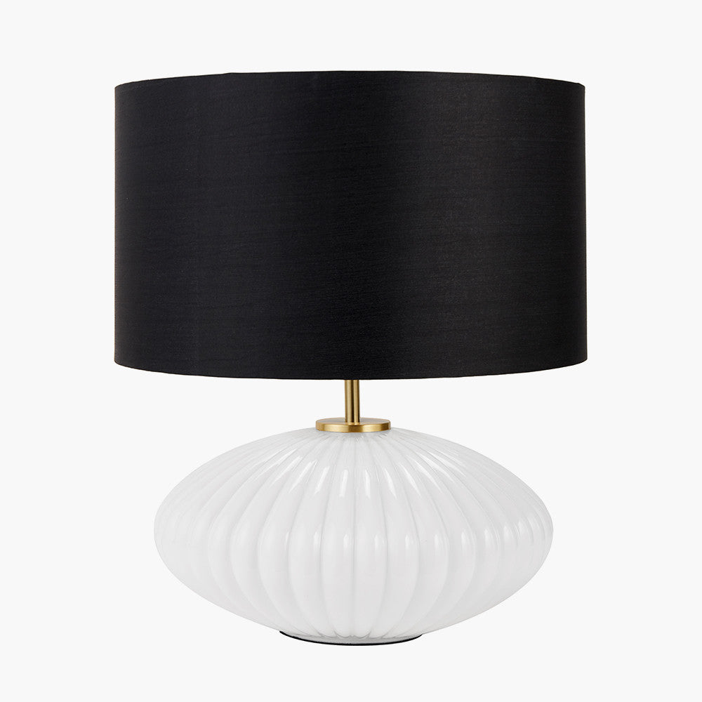 White Ribbed Glass Lamp Base