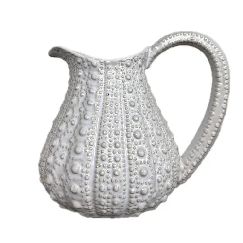 white-ceramic-dimple-texture-urchin-jug-vase-with-handle-at-albury-house-interiors