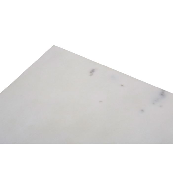 White rectangular shaped natural marble chopping board, with four protective feet to prevent surface scratches. Available to purchase at Albury House Interiors. 
