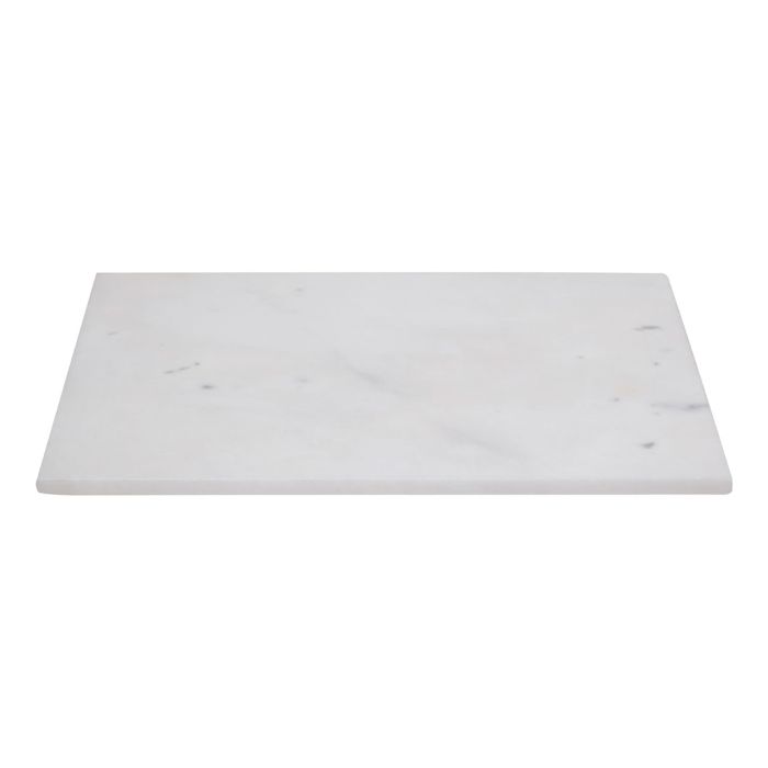 White rectangular shaped natural marble chopping board, with four protective feet to prevent surface scratches. Available to purchase at Albury House Interiors. 