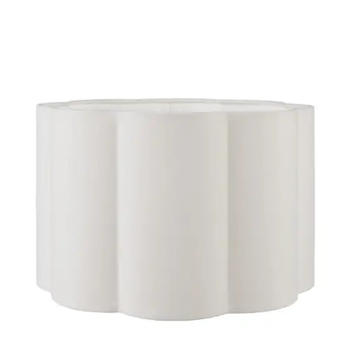 White woven cotton scalloped scape lampshade, perfectly paired with floor lamps and table lamps. Available at Albury House Interiors.