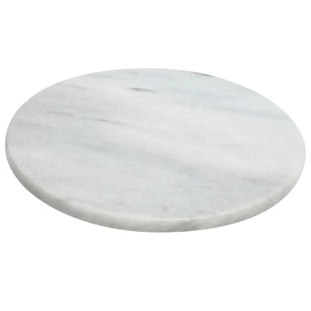 White natural grey veined marble lazy Susan, perfect for serving and using in the centre of dining tables. Available to purchase from Albury House Interiors. 