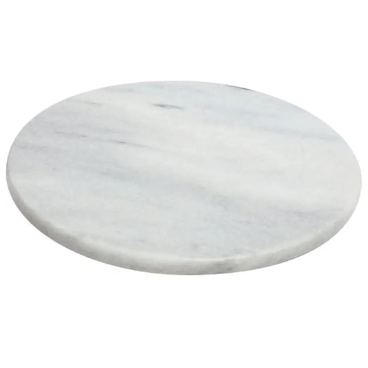 White natural grey veined marble lazy Susan, perfect for serving and using in the centre of dining tables. Available to purchase from Albury House Interiors. 