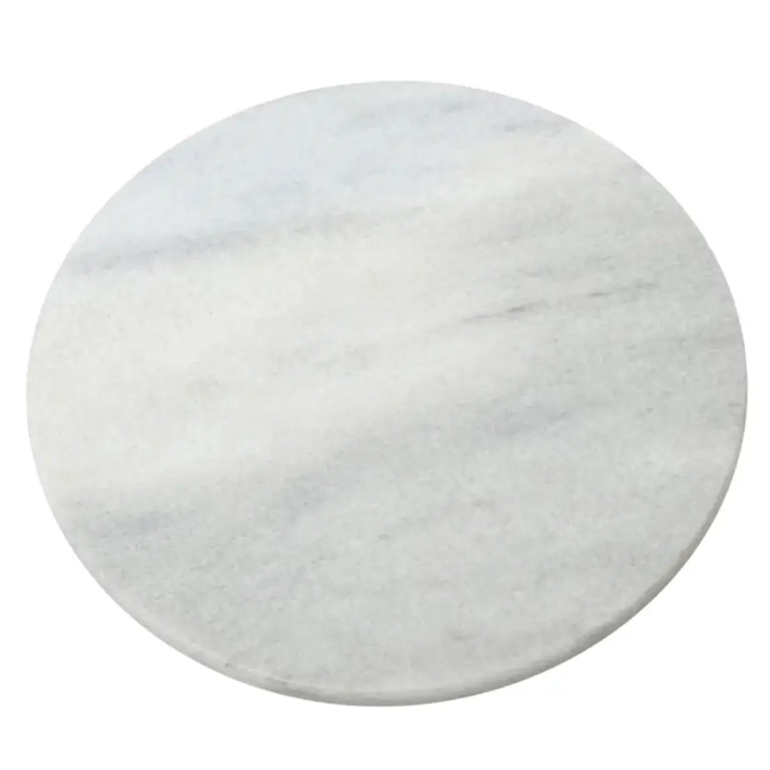 White natural grey veined marble lazy Susan, perfect for serving and using in the centre of dining tables. Available to purchase from Albury House Interiors. 